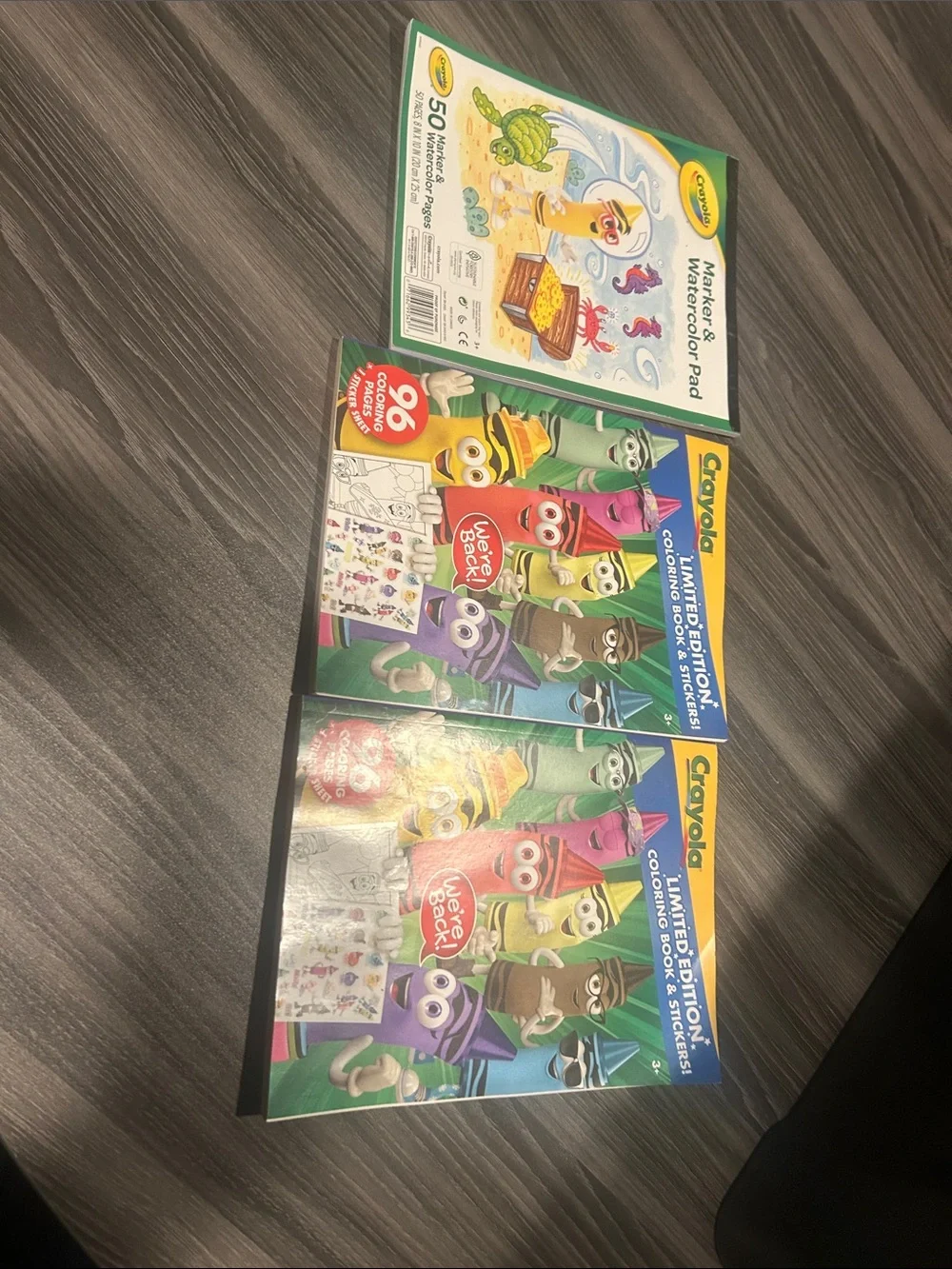 Crayola Coloring Books with Green and Multicolor Covers
